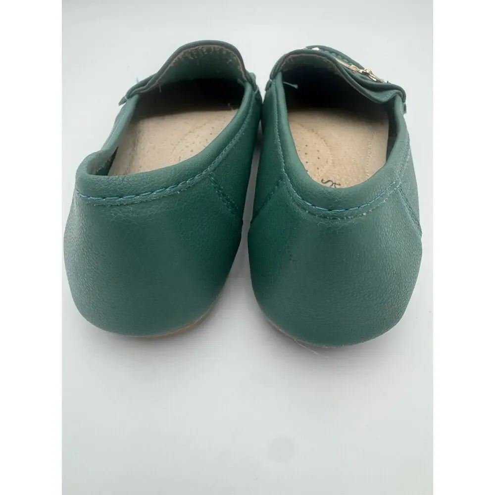 Women’s Green Horsebit Loafers Comfort Slip-On Flats Size 6